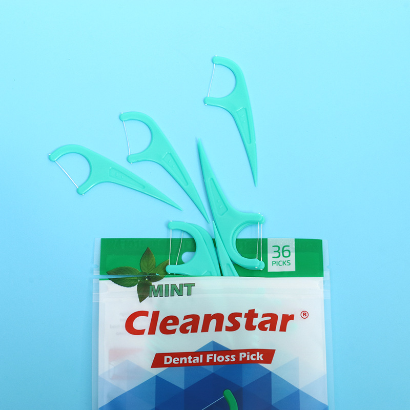 36-piece bag of premium portable dental floss sticks that are gentle on gums, suitable for hotels and home use, with bow-shaped floss picks
