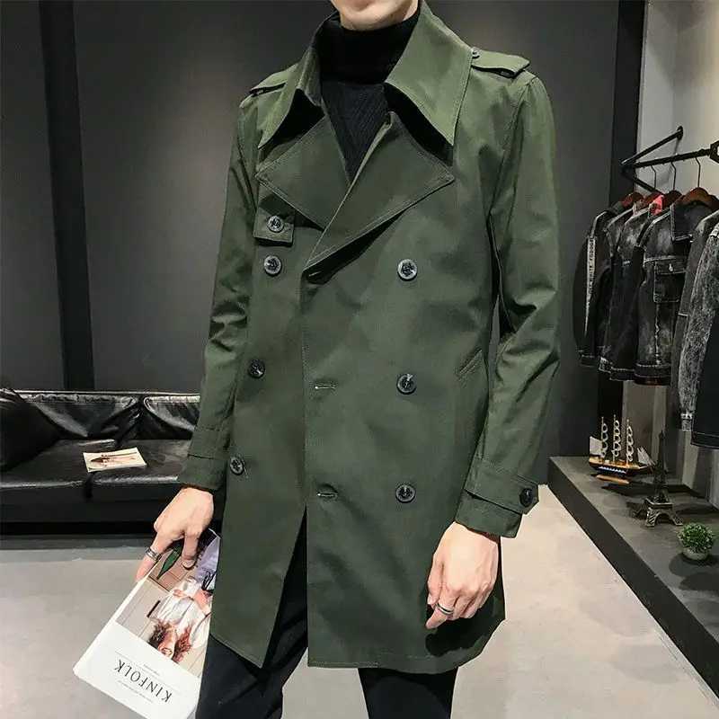 Man Trench Coat Lapel Windbreaker Leisure Time Business Affairs British Style Trench Coats Fashion Trend Show Thinness Coat W250815