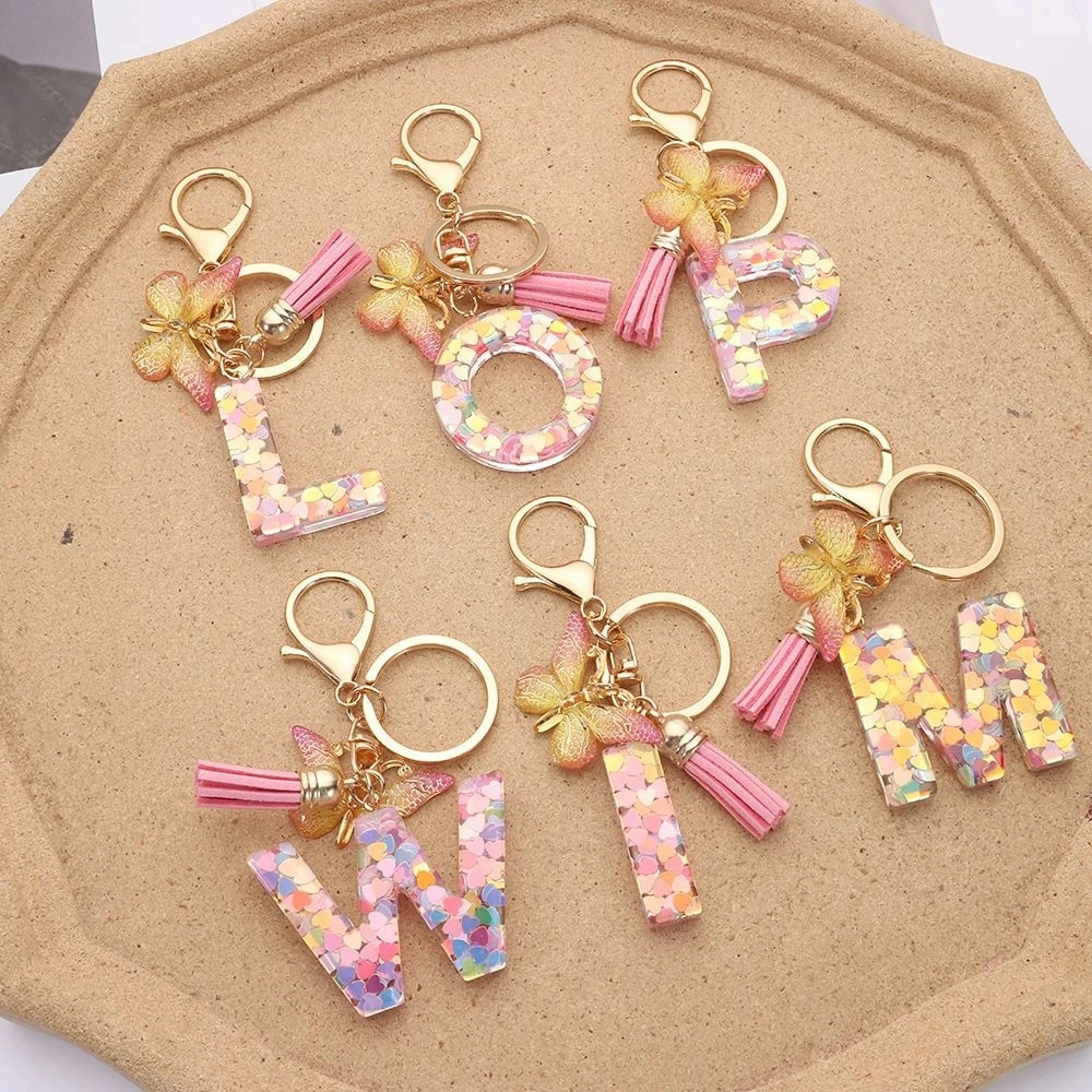 Fashion DIY AZ Letters keychain Metal Holder Pendent Key Chain Women Car Ring Simple Letter Name Party Gift Jewelry 250811