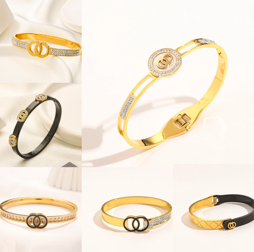 20style Women Designer Bangles Letter Luxury Designer Jewelry 18K Gold Plated Stainless Steel Wristband Cuff Fashion Accessories