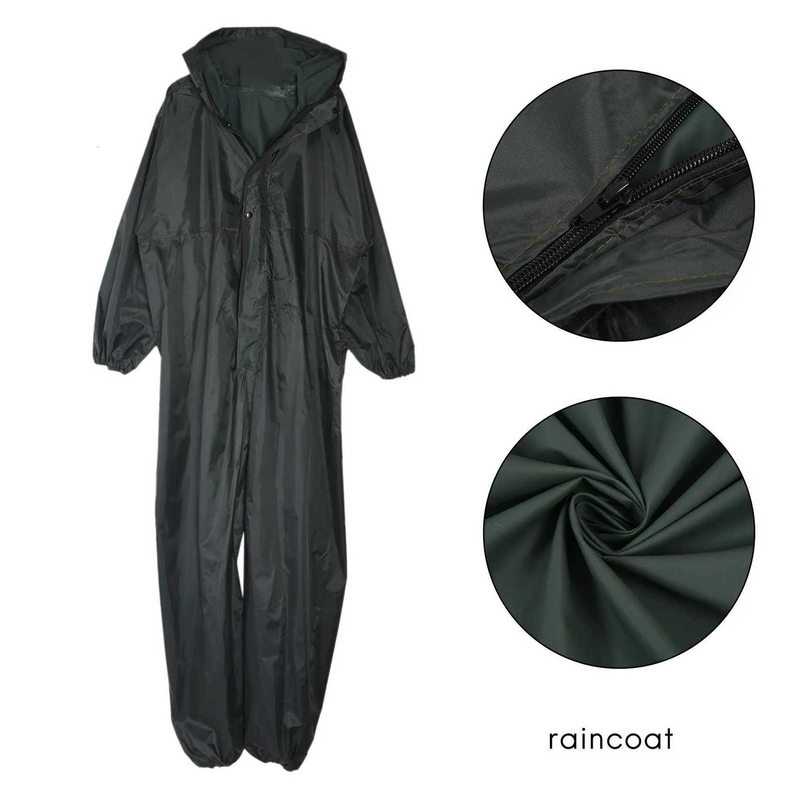 Fashion Motorcycle Raincoat /Conjoined Raincoat/Overalls Men and Women Fission Rain Suit Rain Coat SizeXXL Colour ArmyGreen HOT Y250814