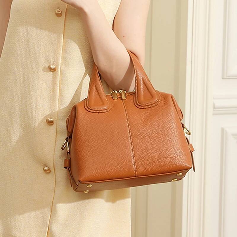 Toptrends Retro Genuine Leather Tote Handbags For Women 2025 Designer Pillow Satchel Work Ladies Shoulder Crossbody Bags