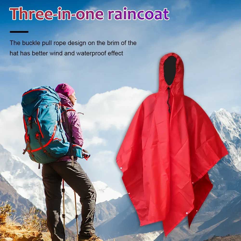 3 in 1 Waterproof Adult Long Raincoat Women Men Rain Coat Hooded Poncho for Outdoor Hiking Travel Fishing Rainwear Suit Y250814