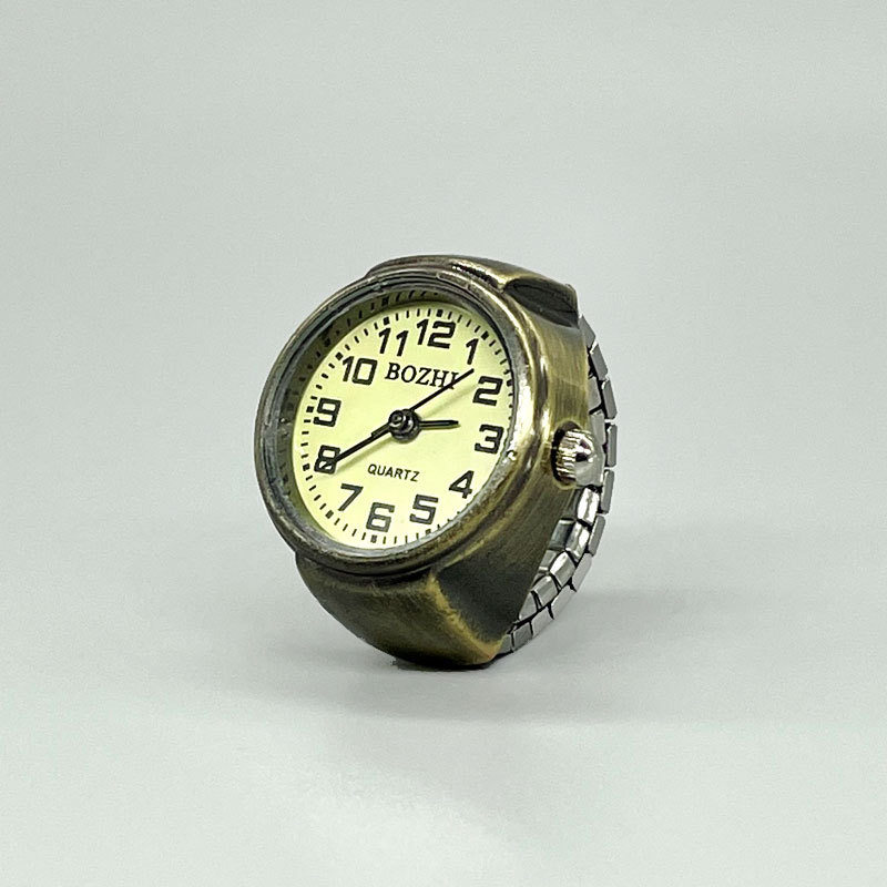 Cluster Rings RetroGem Vintage Copper Color Roman Dial Watch Fashion Finger Accessories Alloy Shell Quartz Men&Women Jewelry Gift