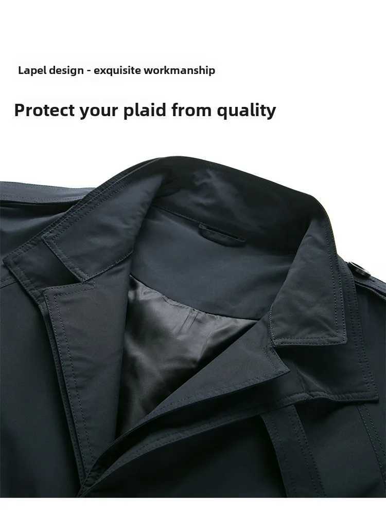 Mens Business Trench Coat Autumn Fashion Solid Color Simple Mid-length Business Double Layered Collar Coat Mens Casual Jacket W250815