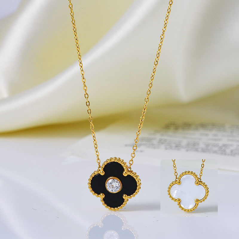 Hot Selling Four-Leaf Clover Necklace, Two-Way Wear, High Version for Women, V Gold Craftsmanship, Non-Fading, Versatile, High-End Feel Jewelry for Wo