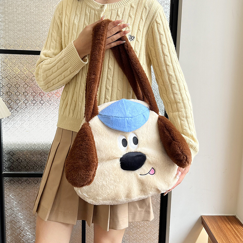 2025 Autumn New Women's Shoulder Bag Fashion Cartoon Cute Plush Women's Bag New Fashion Large Capacity Handbag Autumn New Designer Bag