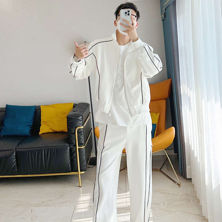 High-End Cool Casual Sports Suit For Men Loose Design Cardigan Jacket Wide-Leg Pants Two-Piece Set Trendy B5