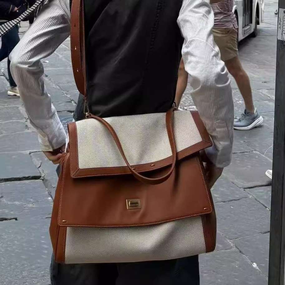 Designer Bag Tote Bag Shoulder Bag New Trendy Fashion Versatile Canvas Patchwork Color Block Design Single Double Shoulder Tote Bag