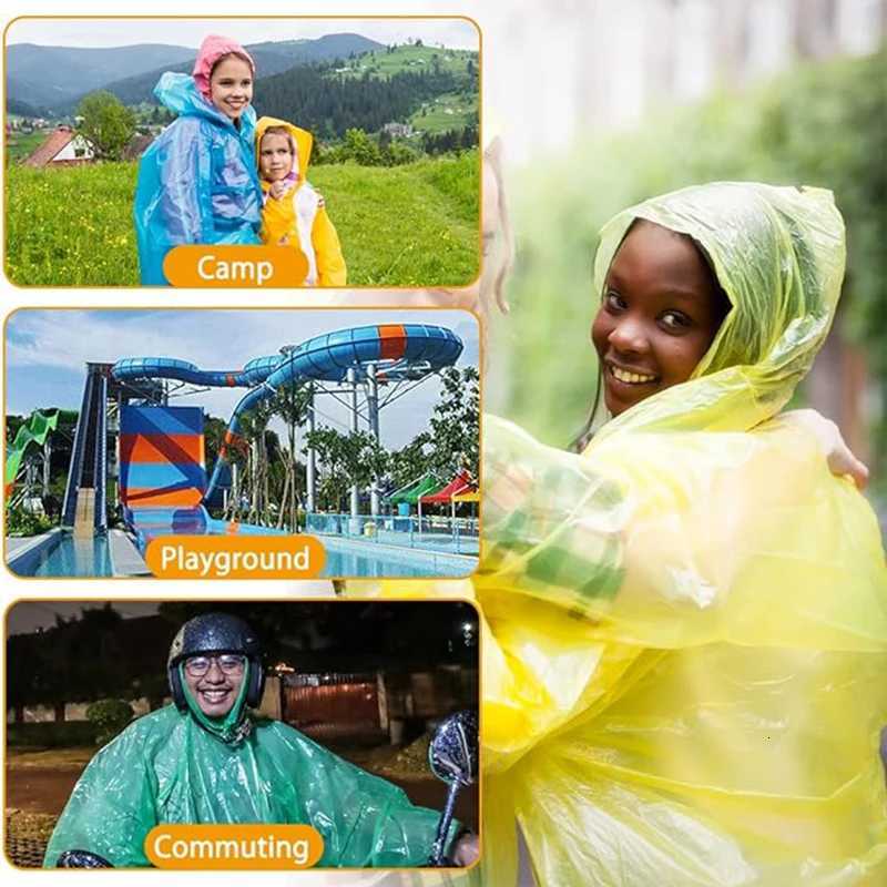 Disposable Rain Poncho Adult Waterproof 5 Multipack Emergency Clear Raincoat Ponchos with Caps for Travel Festival Theme Parks Y250814