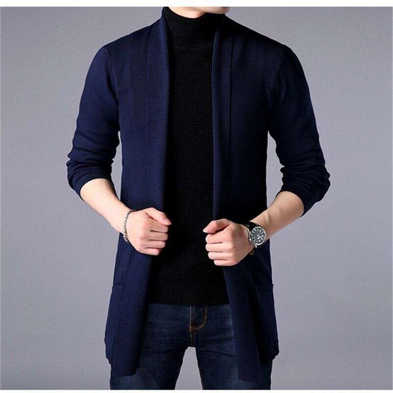 Men's Long Knit Cardigan - Oversized Pocket Sweater | Minimalist Top Coat For All Seasons