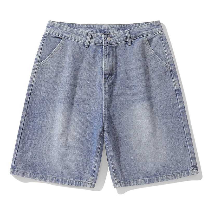 2025 summer new denim shorts mens loose Korean retro crease short jeans fashionable washed casual denim shorts new streetwear Y250814
