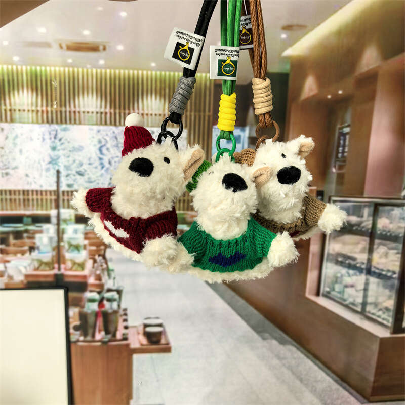 New West Highland White Terrier Scribbled Puppy Keychain Cartoon Bag Accessory Plush Pendant Couple Ornament