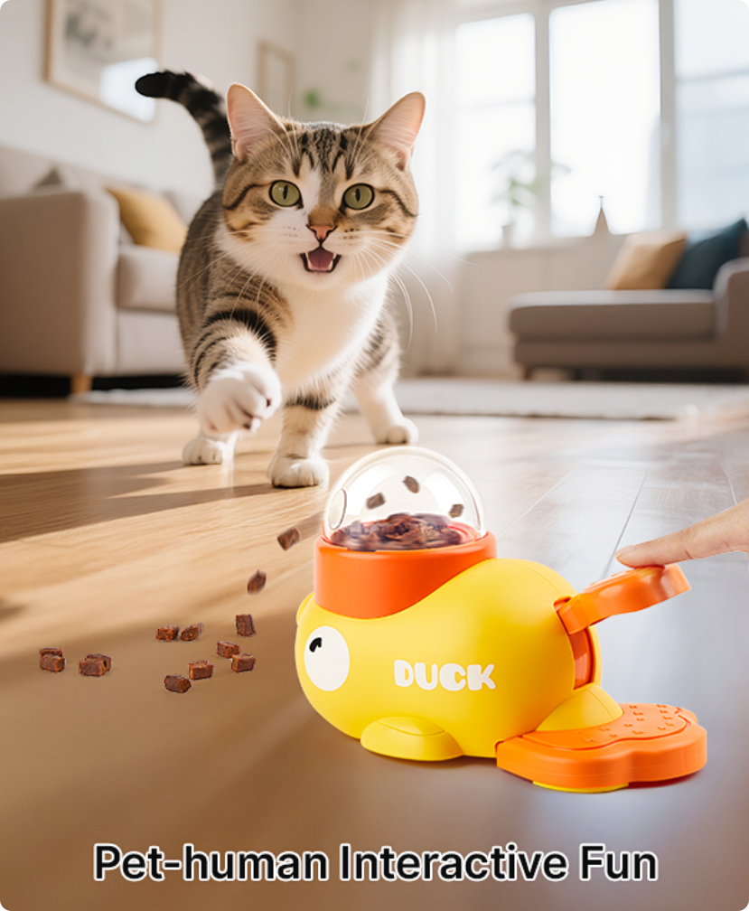 Farewell to destructive boredom New rubber duck pet feeding toy boosts interaction multi-functional fits freeze-dried treats under 15mm made of ABS