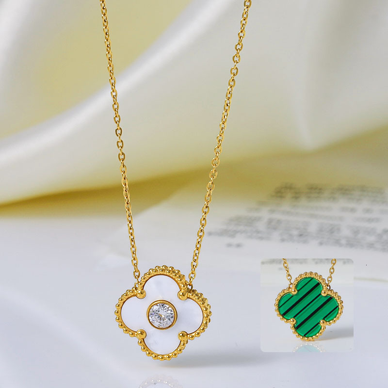 Hot Selling Four-Leaf Clover Necklace, Two-Way Wear, High Version for Women, V Gold Craftsmanship, Non-Fading, Versatile, High-End Feel Jewelry for Wo