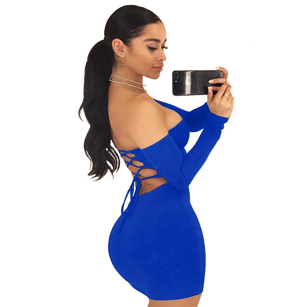 Strapless large women long sleeve backless night club dress women 250808