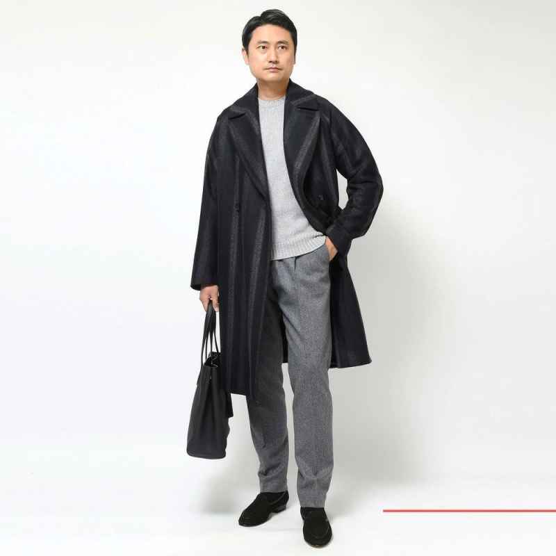 Classic Men's Overcoat Wool Blend Winter Long OverCoat Belt Business Formal Winter Warm Coat Customized