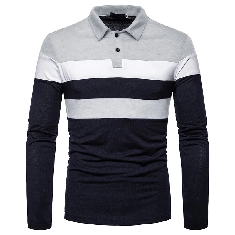Fashion Men Long Sleeve Polo Shirt Splicing Tee Business Antiwrinkle Streetwear Casual Breathable Tops 5XL 250814