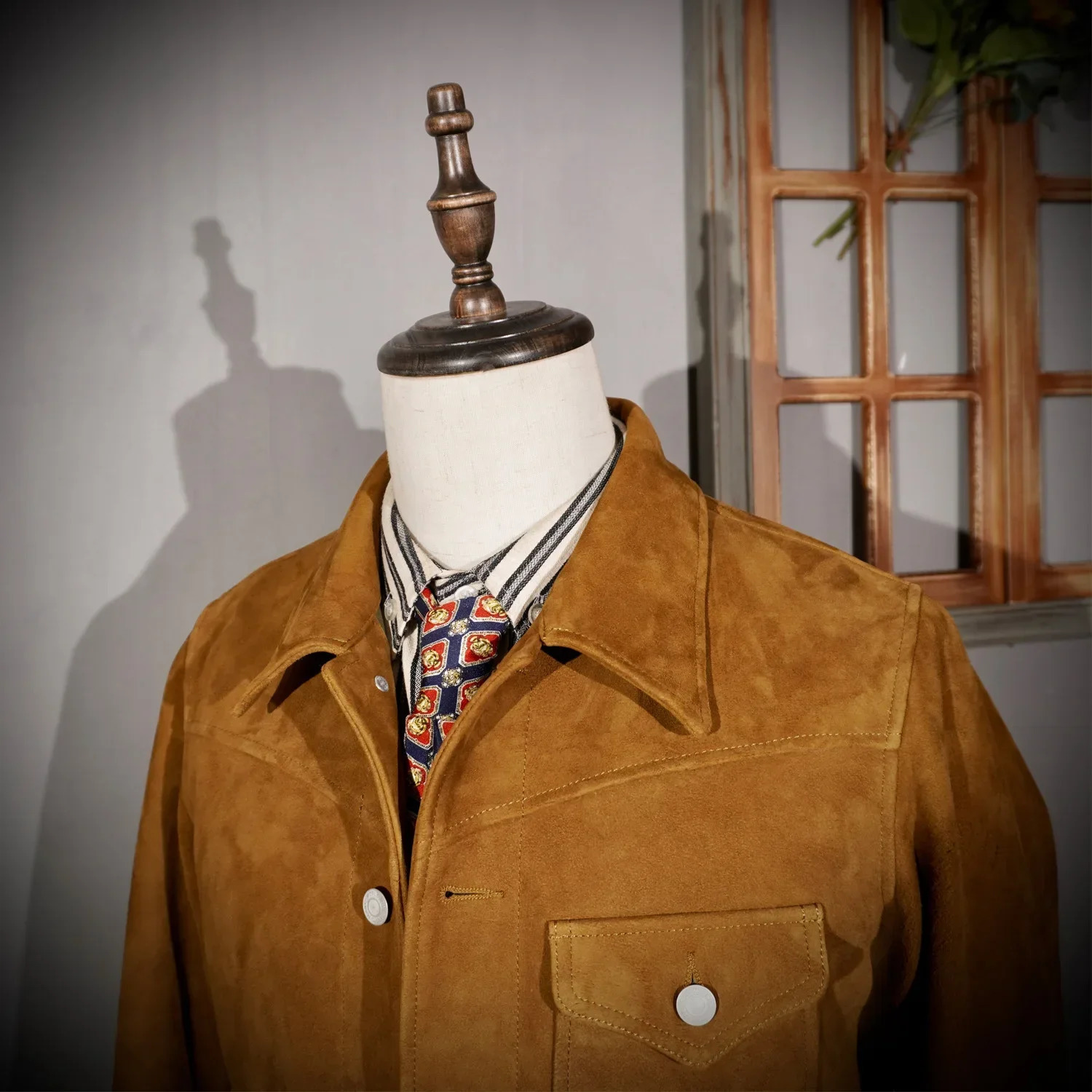 Italian Suede Leather Jacket Short Slim Fit Farmer R * L Three Pocket American Retro Amikaki for Men 250808