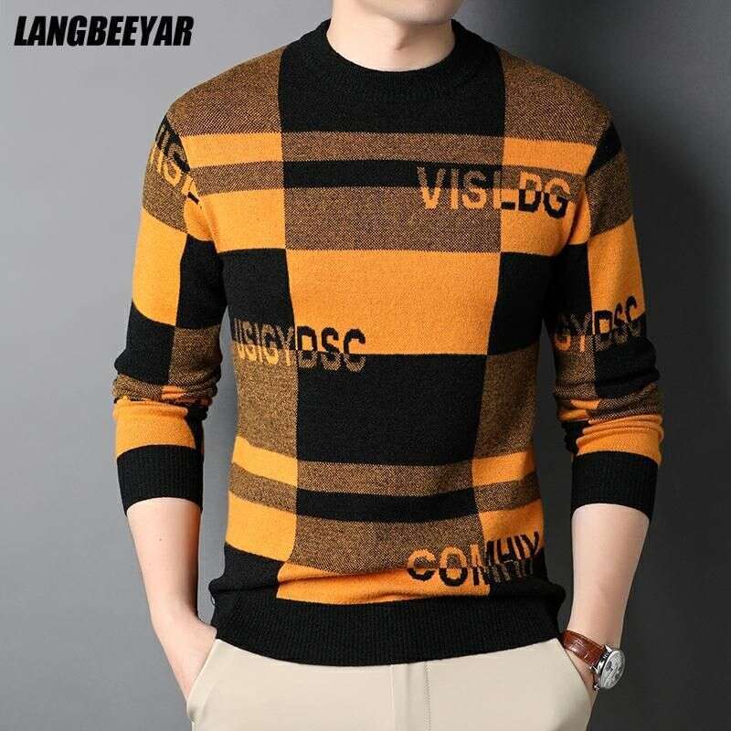 Top Grade New Fashion Designer Brand Street Wear Knit Pullover Letter Sweater Autum Winter Casual Jumper Mens Clothing