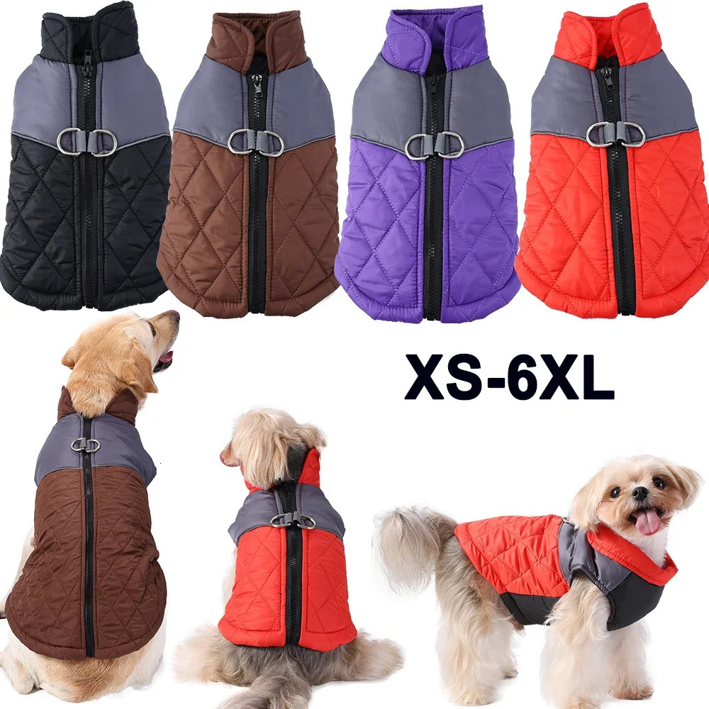 Winter Warm Dog Clothes Lattice Contrast Color Big Vest Jacket Reflective Splicing Dring Pug Outfits Autumn Puppy Coat 250814