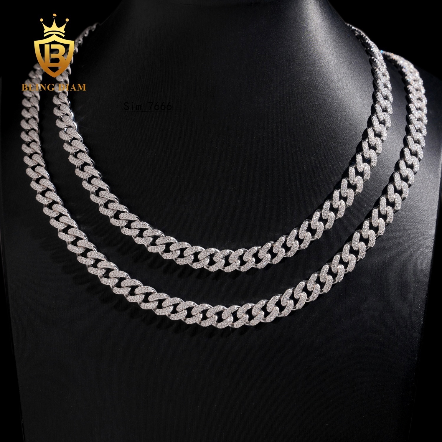 GRA Certificate Best Quality 925 Sterling Silver 10mm Cuban Link Chain Iced Out Women Fashion Jewelry Necklaces