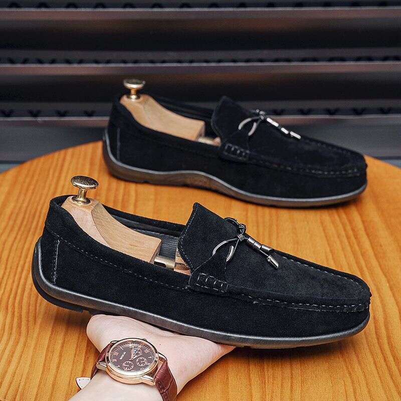 2025 Spring Autumn New Bean Business And Leisure Lefu Reverse Fleece Leather Shoes, One Step British Men's Shoes 72Ba
