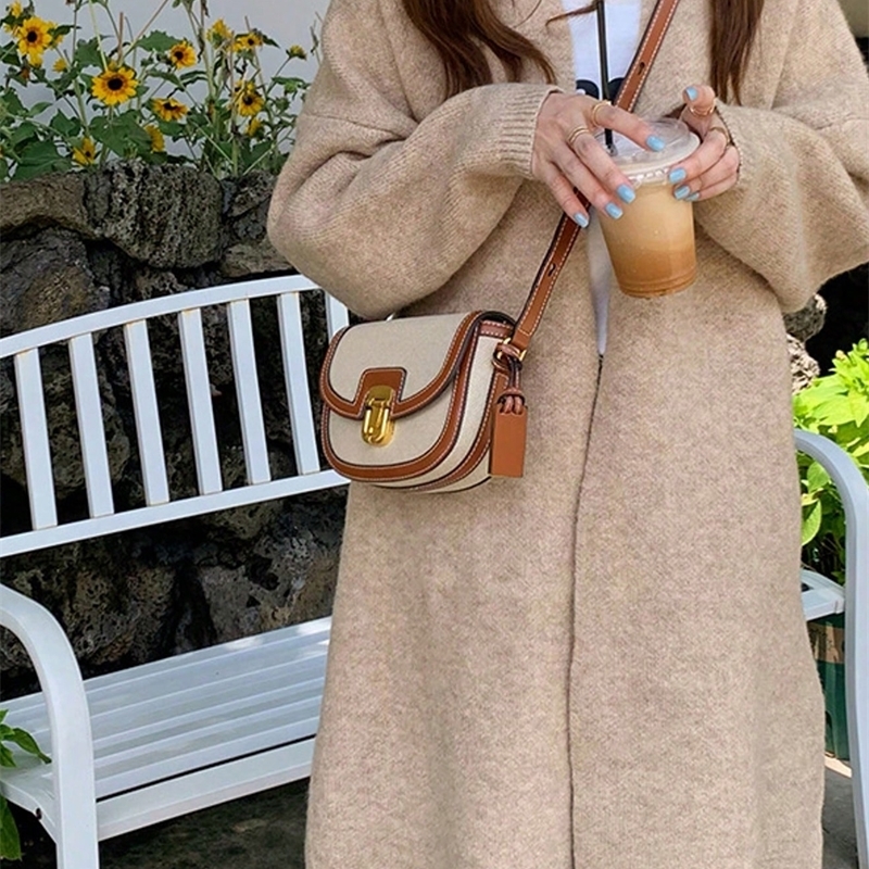 Fashion Joker contrast color n simple saddle bag flip handbag elegant sui w250801