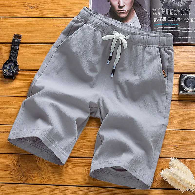 Summer new mens imitation linen breathable shorts Hawaii beach pants mens solid color shorts loose multi-functional street wea Y250814