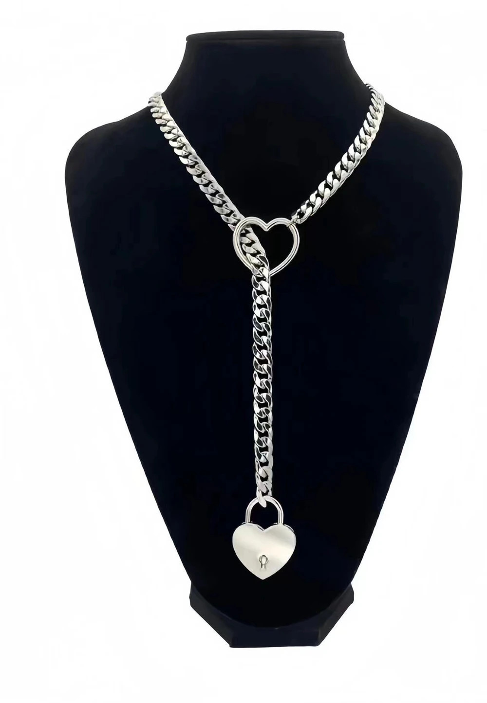 Y2K Silver Slip Chain Star O-Ring Lock Open Heart Charm Lariat Necklace for Women Punk Rock Cuban Link Chain Pendant Y Necklace 250812