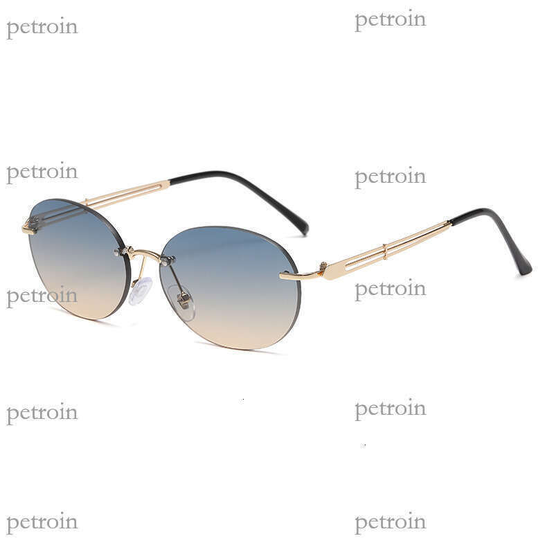 New Fashion UV Protection for Women High-end Simple Style Versatile Metal Frameless Internet Celebrity Sunglasses Trendy