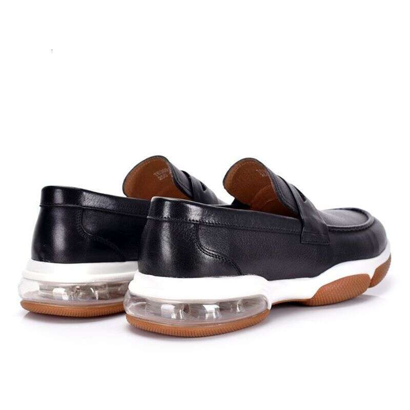 Men's Summer Genuine Breathable British Versatile Air Cushion Shoe Set, Casual Leather Shoes, One Foot Slip Loafers