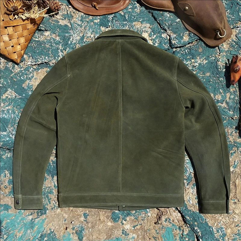 YRWholesales. Men Real Suede leather casual jacket.genuine leather slim coat.sales quality cowhide cloth.Plus size 250808