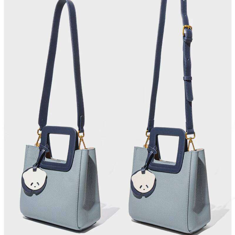 Designer Bags Lovely Light Blue Ladies Handbag Genuine Cow Leather Square Handle Women's Bag Designer Casual Tote Luxury Bag