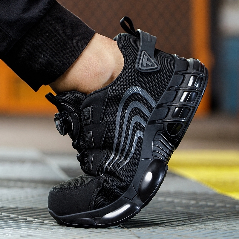 Rotary button safety shoes for men antiimpact and antipiercing work fashionable mens sports pro w250801
