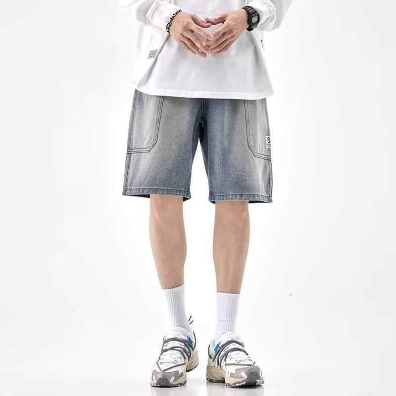 2025 New Mens Casual Multi-pocket Straight Baggy Cargo Jorts High Street Fashion Denim Shorts Y2K Vintage Blue Short Jeans Y250814