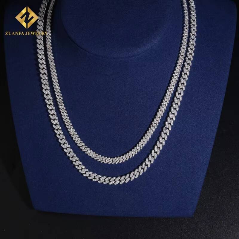 Fashion 6mm 5mm VVS Moissanite Cuban Link Chain Hip Hop 925 Sterling Silver With GRA Certificate Pass Diamond Tester