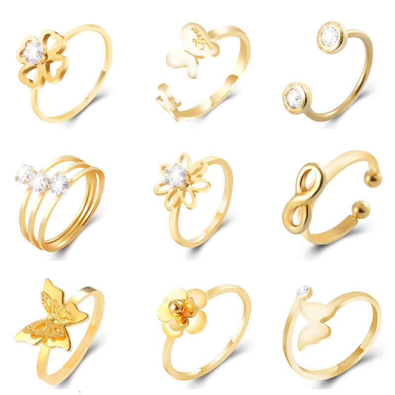 Stainless Steel Zirconia Ring - Minimalist Geometric Band in Gold/Rose Gold/Silver | Unisex Stackable (CFR3363)