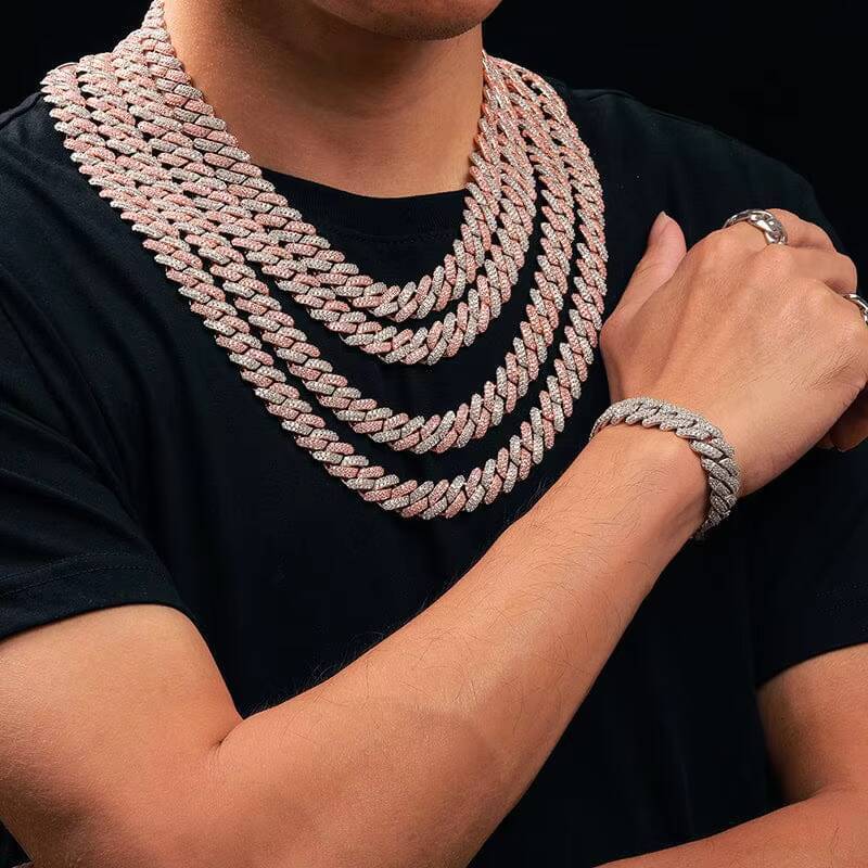 Necklace Accessories Custom Fine Jewelry Necklaces Iced Out VVS Moissanite 2 Rows 925 Silver Diamond Moissanite Cuban Link Chain