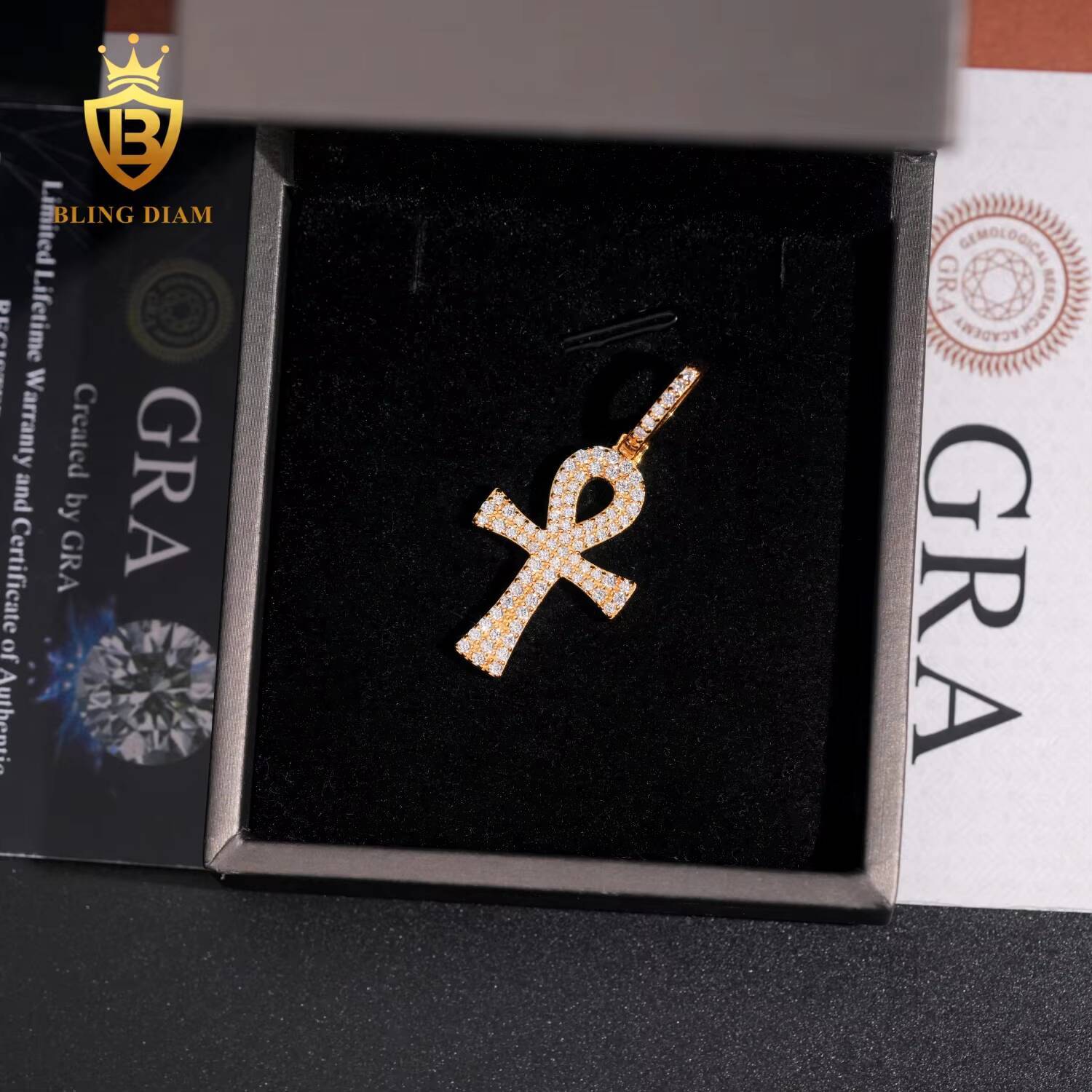 Factory Direct High Quality Hip Hop Sterling Silver 925 Moissanite Allah Cross Iced Out Pendant for Men