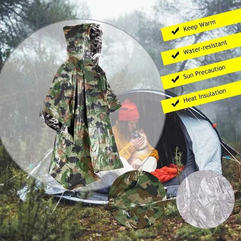 Outdoor Portable Raincoat Hooded Waterproof Cold Insulation Emergency Rain Poncho Motorcycle Rain Cover Camping Hiking Travel Y250814