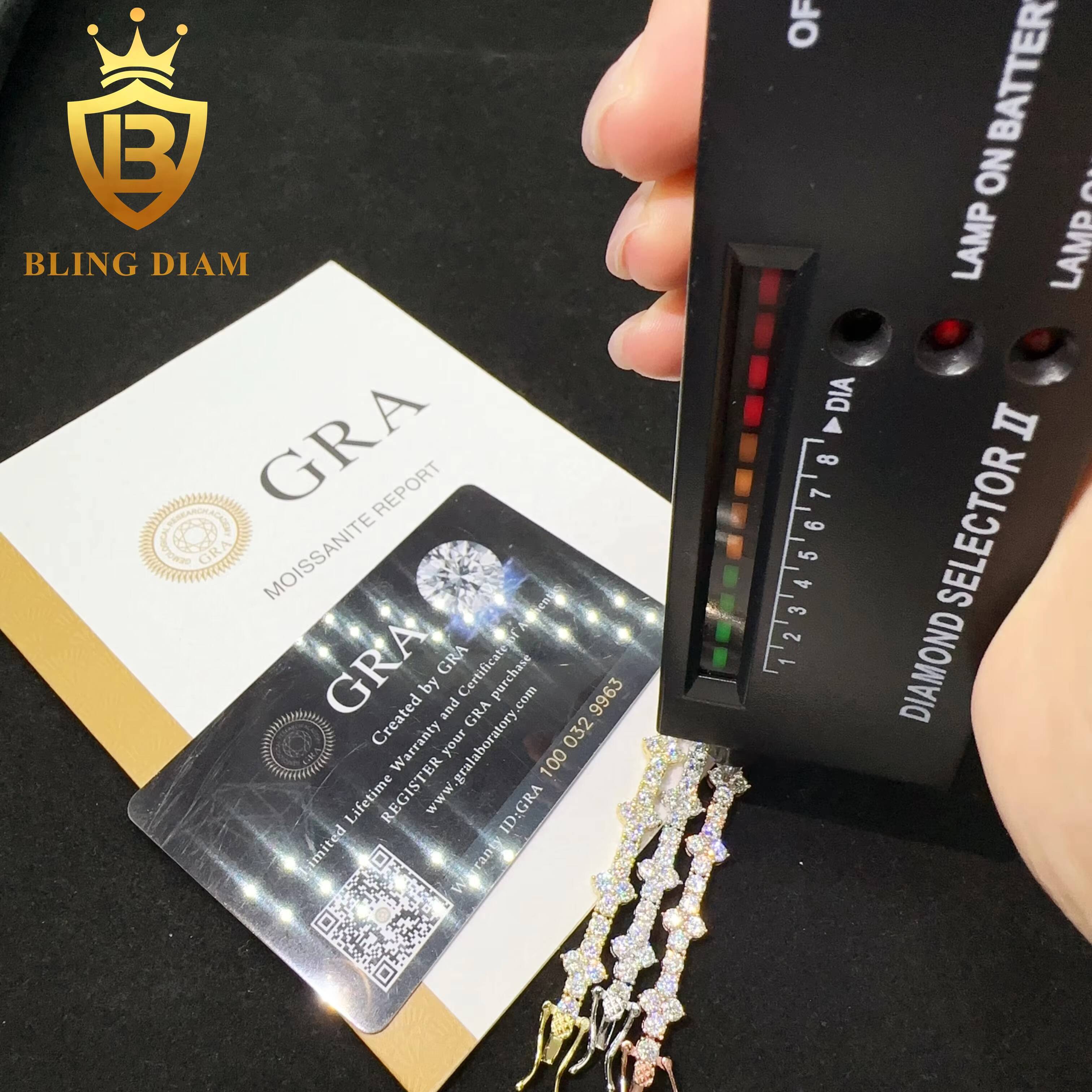 Pass Diamond Tester High Quality Vvs Moissanite Iced Out 925 Sterling Silver Moissanite Cross Bracelet