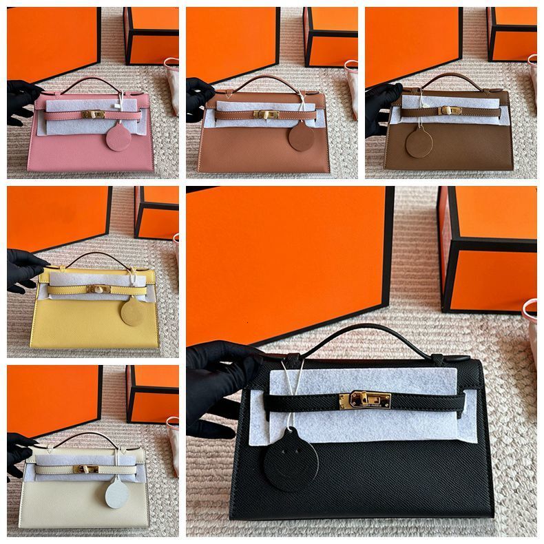 Top Quality Fashion Genuine Leather Evening Bag Lady Mini Handbag Designer Black Shoulder Bag Luxury Chain Crossbody Bags Lock Closure Tote Female Purse