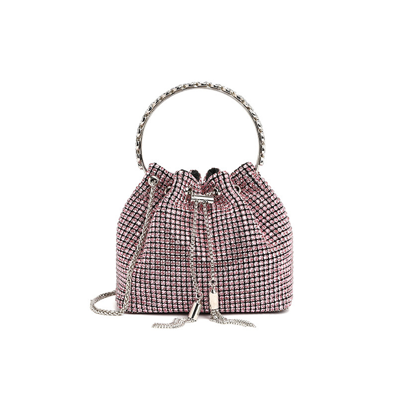 Evening Bags Dias Tassel Clutch Bag Women Chain Metal Ring Handle Shiny Crystal Bucket Purse Bridal Wedding Party 231017 4