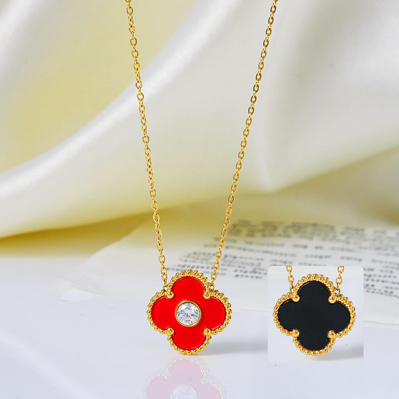 Hot Selling Four-Leaf Clover Necklace, Two-Way Wear, High Version for Women, V Gold Craftsmanship, Non-Fading, Versatile, High-End Feel Jewelry for Wo