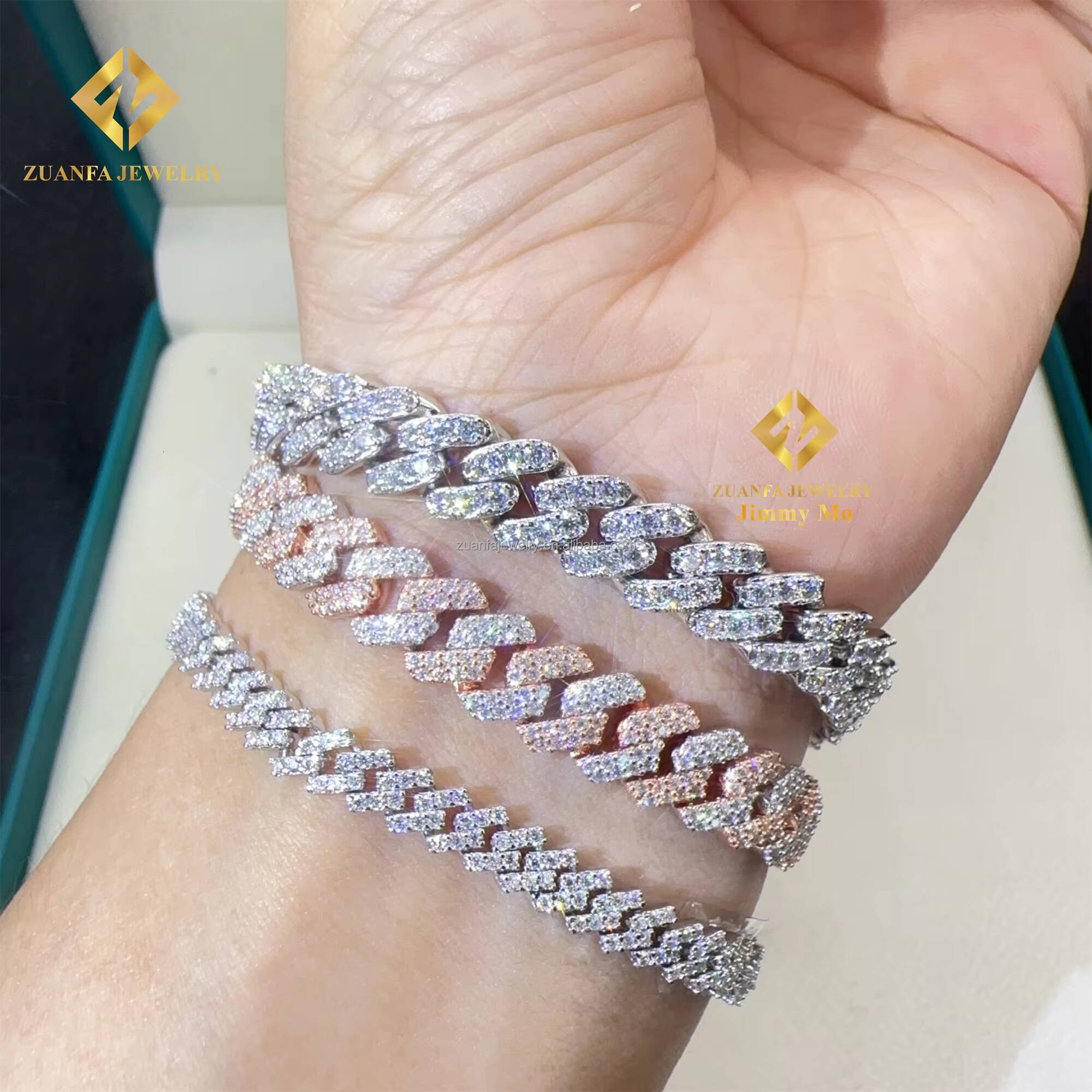 Best Selling Buss Down Rapper Jewelry 925 Sterling Silver Man Hip Hop Iced Out Vvs1 Moissanite Diamond Cuban Link Bracelet Men