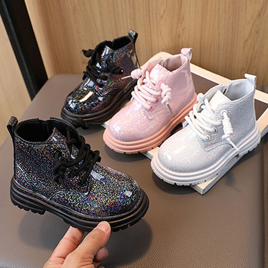 2025 Fashion Clean Glossy Children Snow Boots Platform Shoes Kidsnest Kids Girls Cool Street Style Short Boots for Boys Sizes US 5C-12.5C