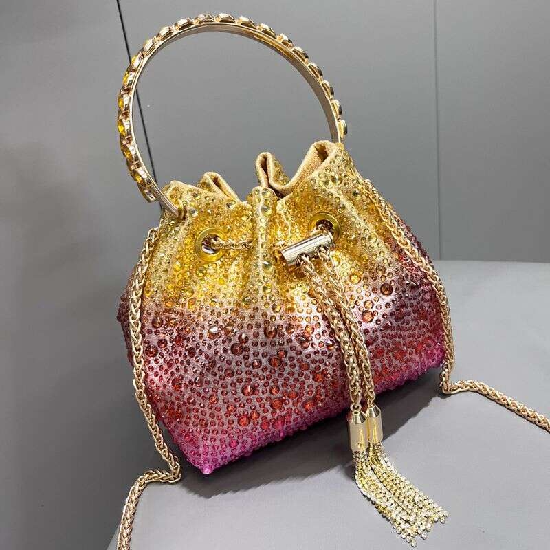 Women's Bags Handle Rhinestones Evening Purses And Handbag Designer Shoulder Shiny Crystal Clutch Purse Bucket Bag