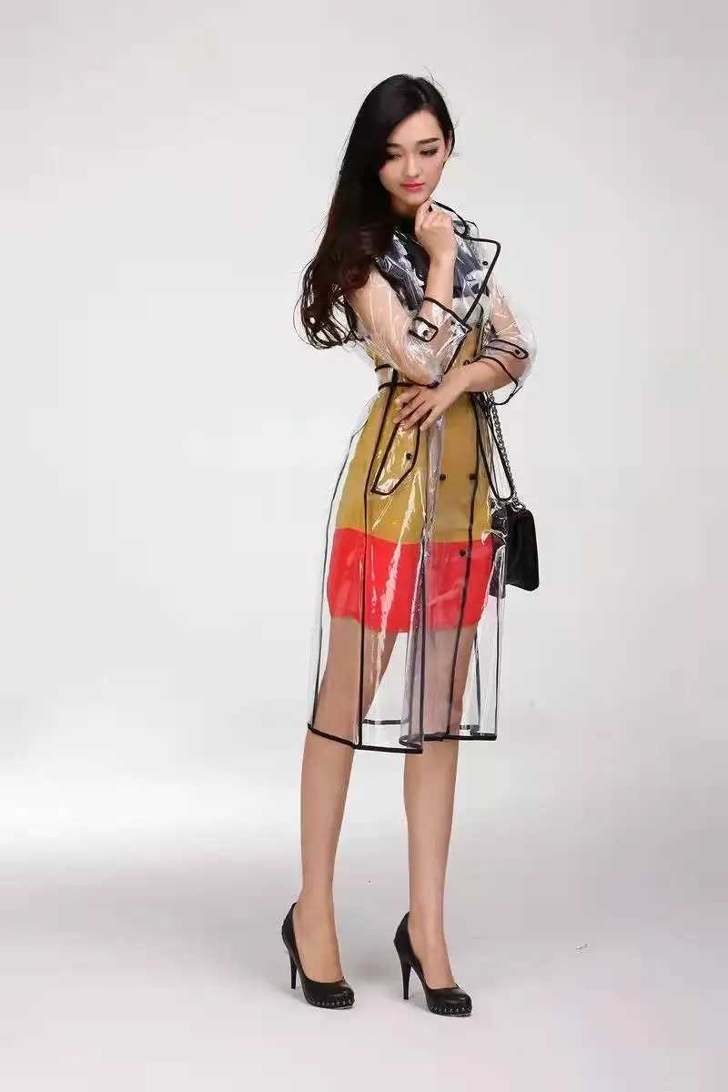 Waterproof Transparent Plastic Clear Long Ladies Raincoats Women Men Fashion Rain Coat s Hooded with Belt Y250814