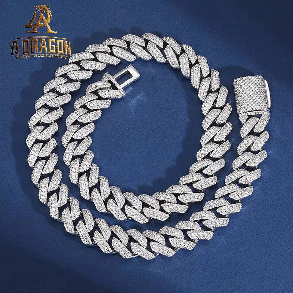 Pass Diamond Tester Gold Plated 5MM Moissanite Tennis Necklace Iced Out Round Brilliant Cut 925 Silver Tennis Link Chain